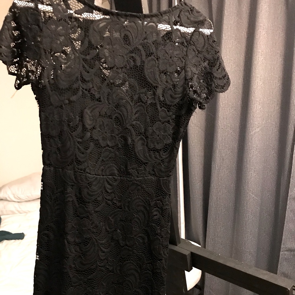 Black lace dress - great with tights